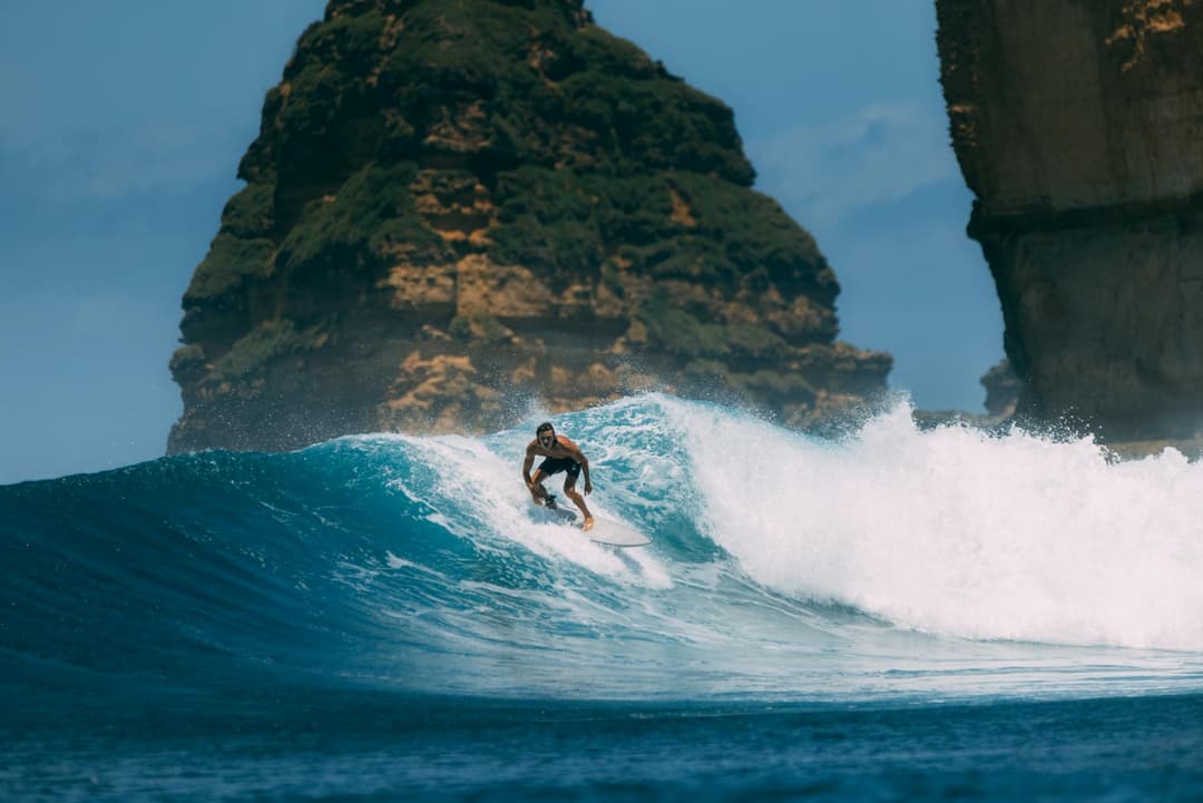 Tourist Surfing In Lombok