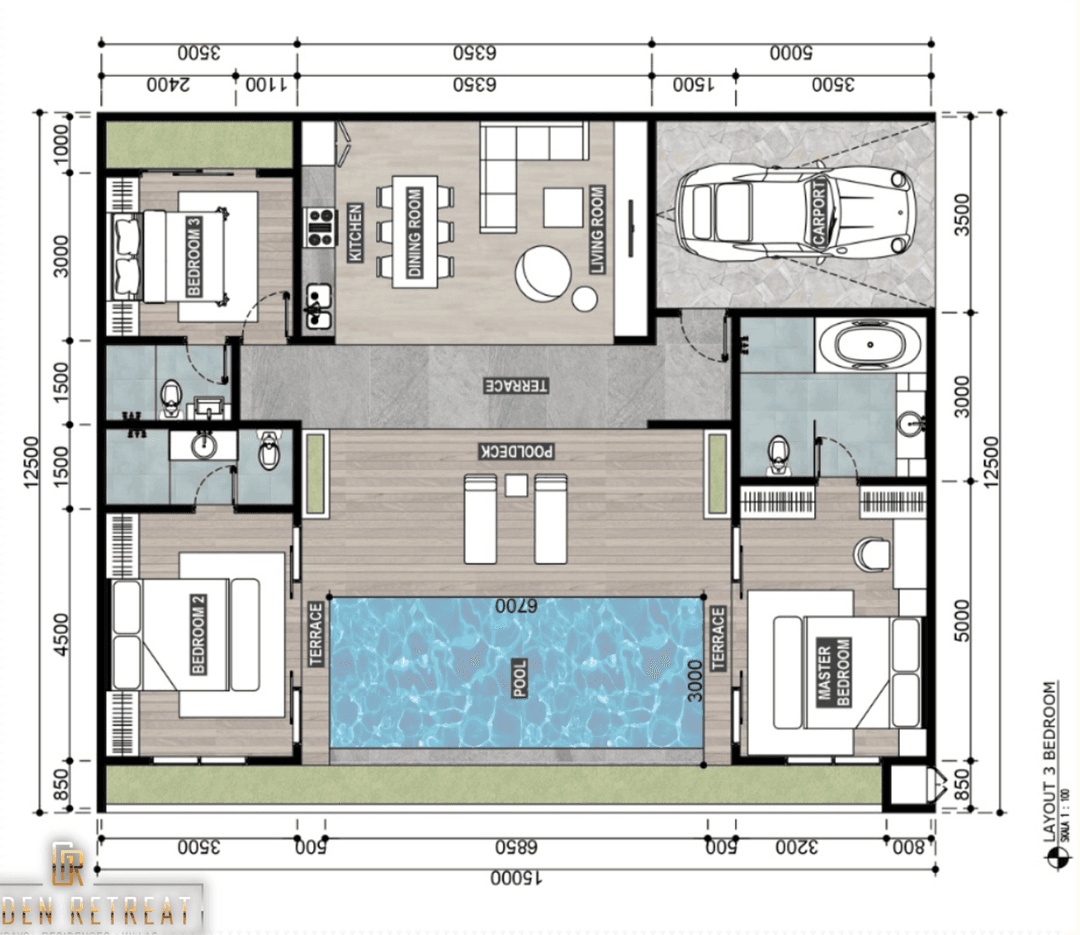 3 Bedroom Layout Plan