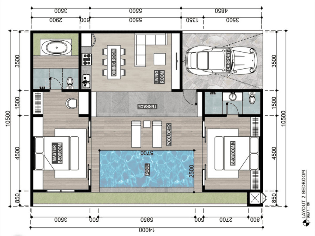 2 Bedroom Layout Plan